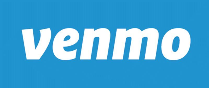 The white Venmo logo centered on a solid blue background.