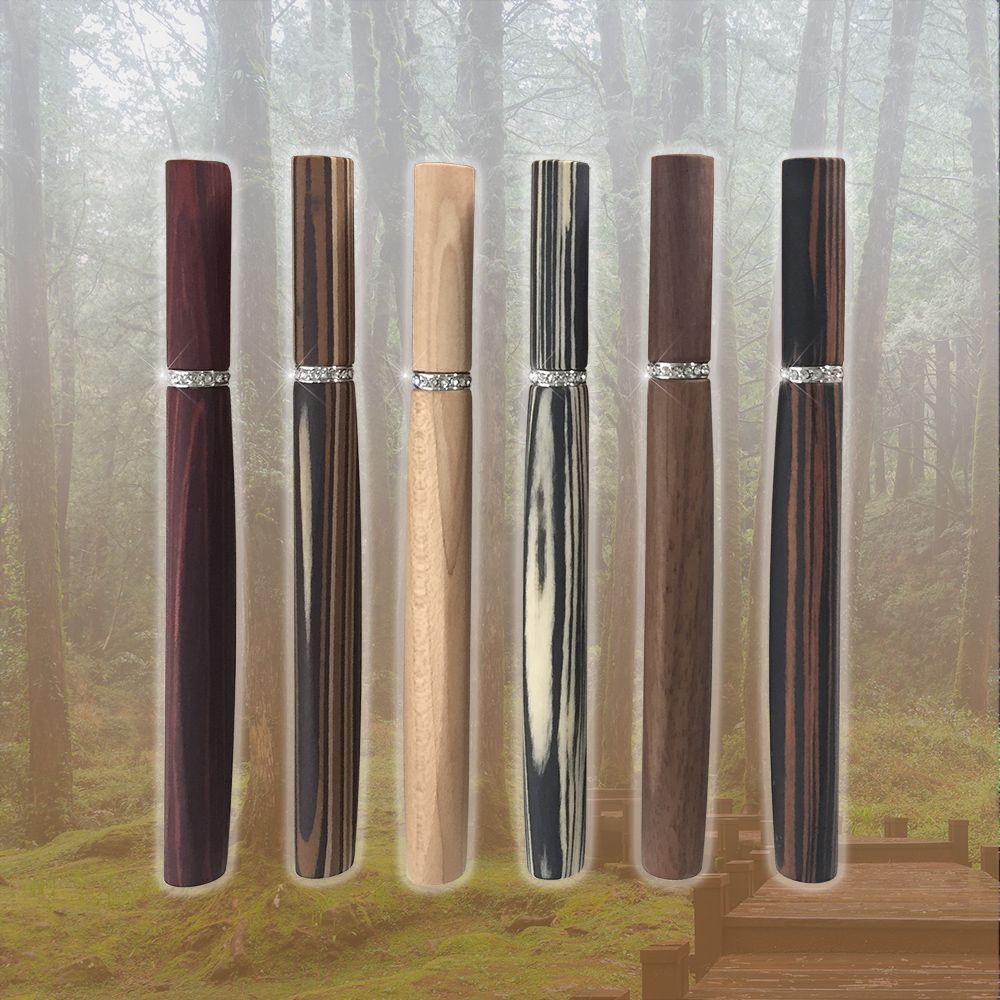 【DT&CREATION】天圓地方原木三角鋼珠筆 - 水晶版