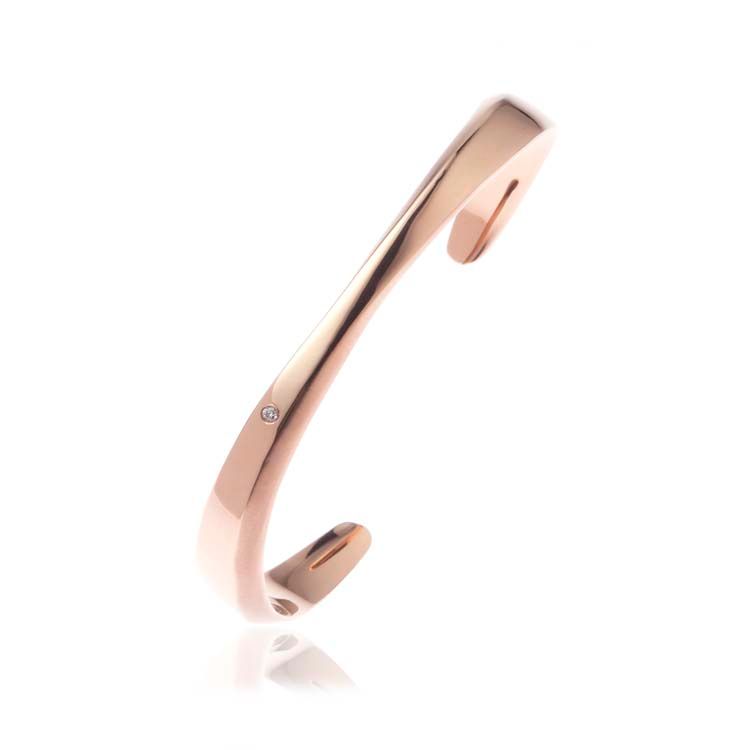 InSteeLife  玫瑰金流線C形環鑲鋯石 流星永恆