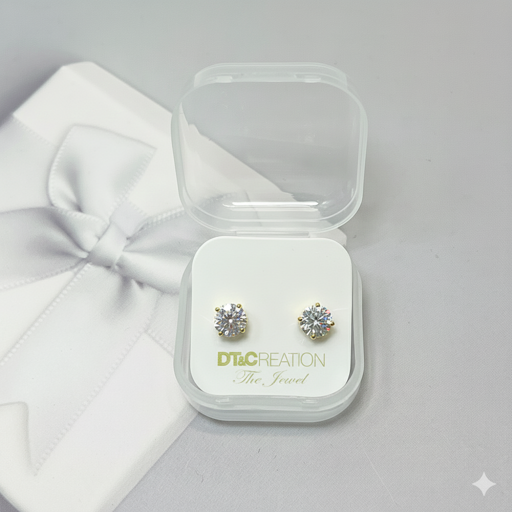 【DT&CREATION JEWEL】925純銀 璀璨耳釘 - 奢華金