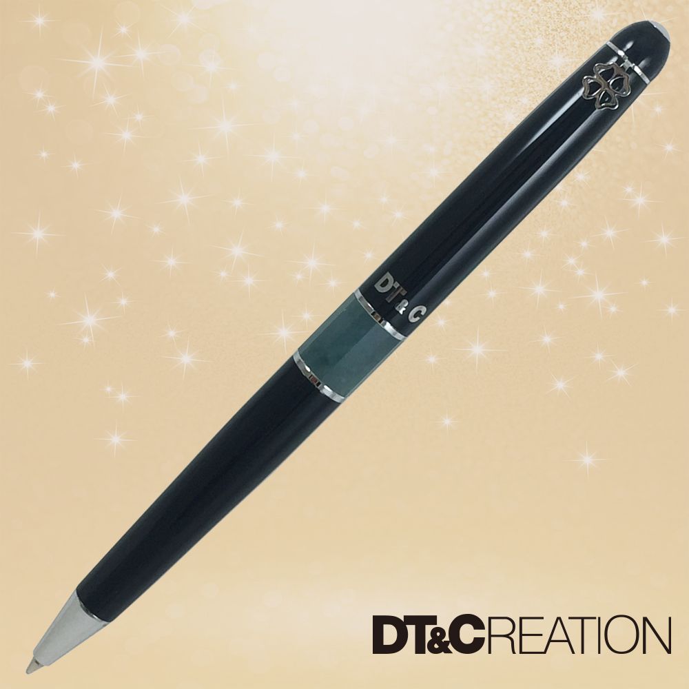 【DT&CREATION】潘朵拉珠翡黃騰達原子筆 - 附項鍊 (天然黑翡翠-附專業機構珠寶鑑定書) - 經典黑