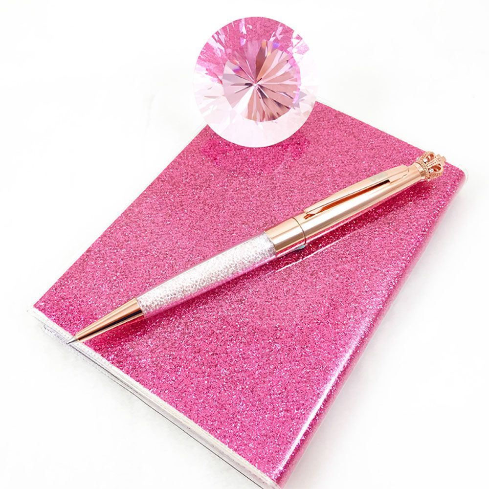 【DT&CREATION】晶瑩剔透國王水晶原子筆 玫瑰金 - 附項鍊 (奧地利知名品牌水晶原子筆)