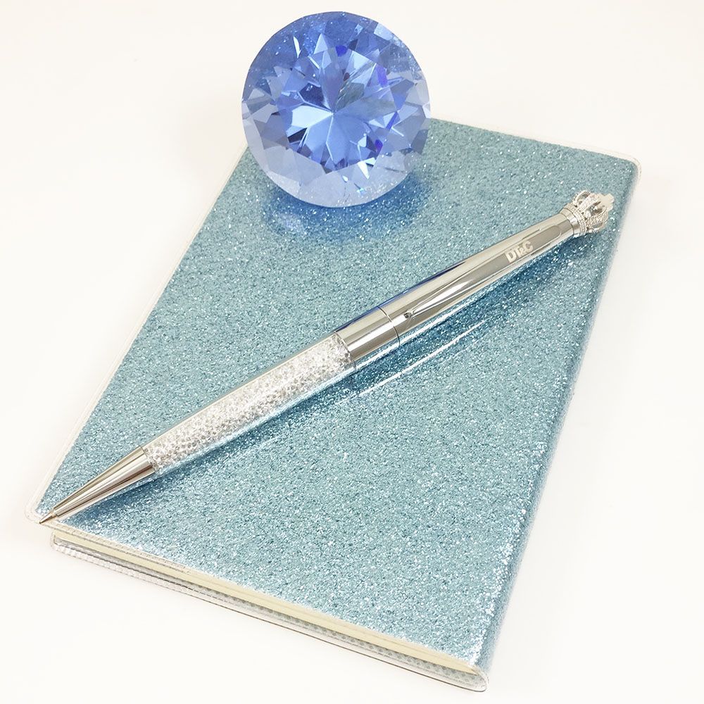 【DT&CREATION】晶瑩剔透國王水晶原子筆 -銀  - 附項鍊 (奧地利知名品牌水晶原子筆)