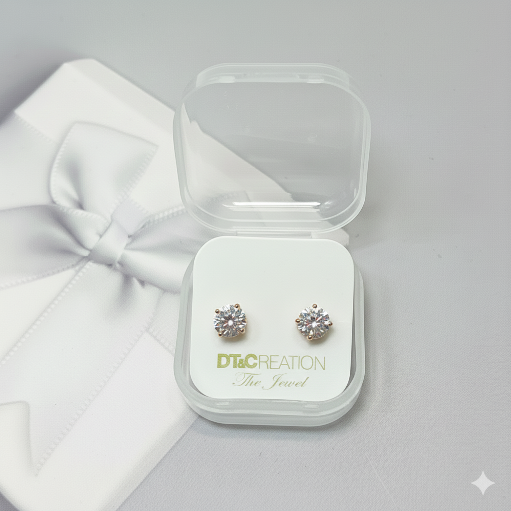 【DT&CREATION JEWEL】925純銀 璀璨耳釘 - 玫瑰金