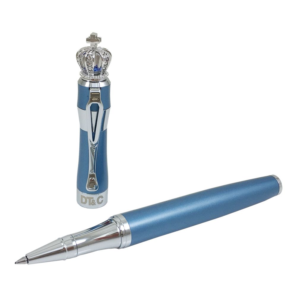 【DT&CREATION】龍行天下皇冠鋼珠筆 - 藍/銀