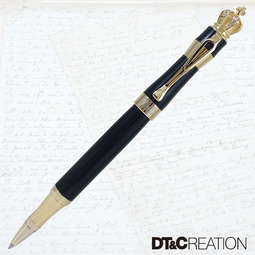 【DT&CREATION】龍行天下皇冠鋼珠筆 - 黑/金