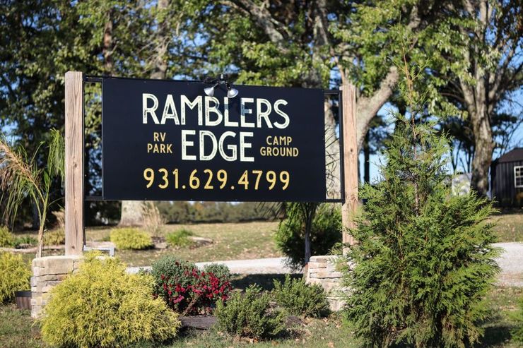 ramblers edge rv park signage