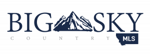 A logo for big sky country mls with a mountain in the middle.