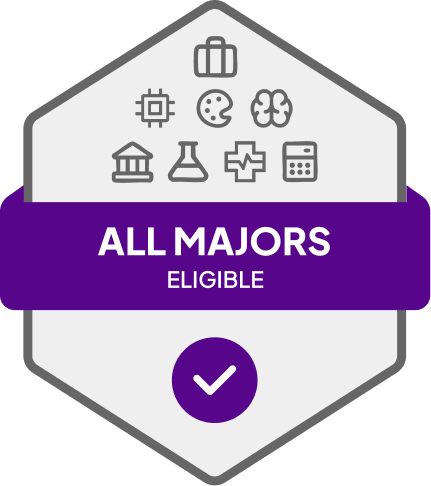 Badge with All Majors Eligible text 