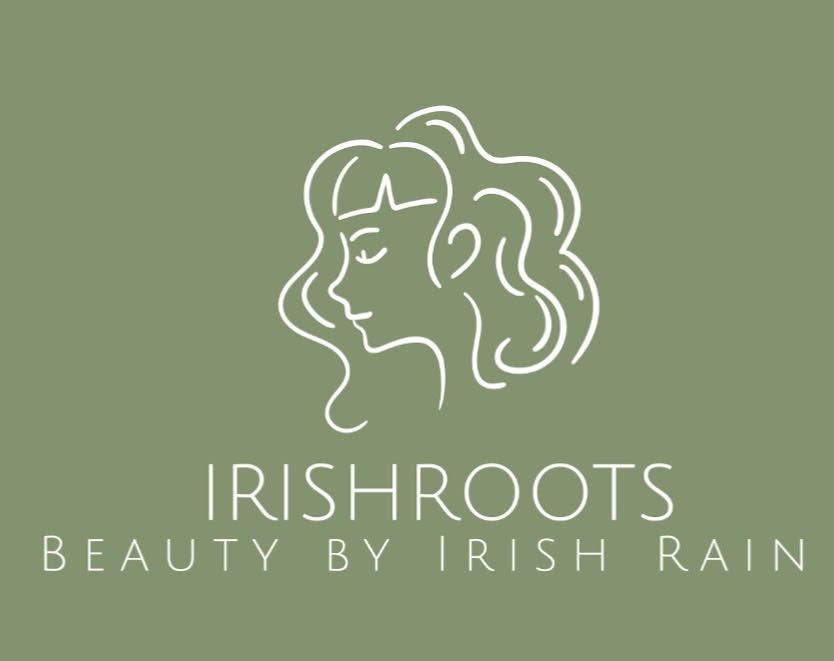 Logo of a woman's profile with flowing hair, white outline on green background,