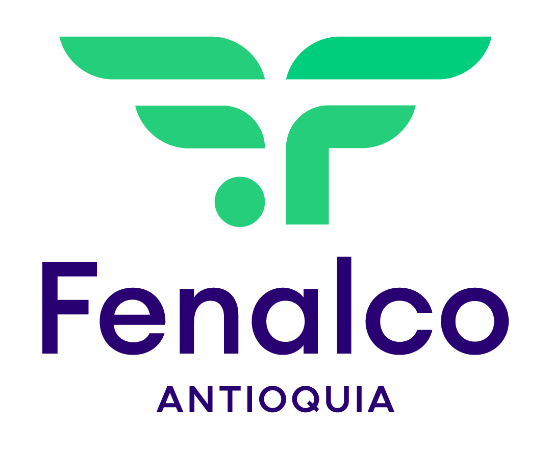 Un logotipo para fenalco antioquia con un ala verde sobre fondo blanco.