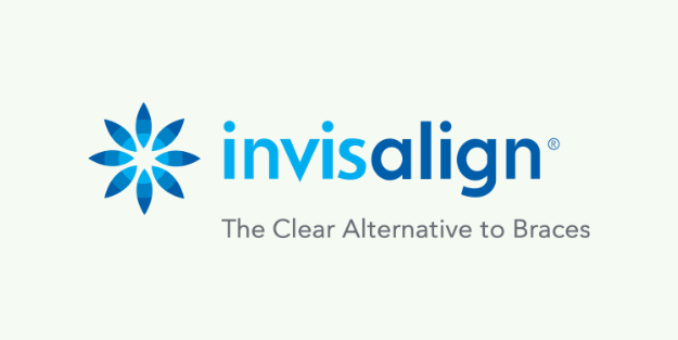 The invisalign logo is a clear alternative to braces.