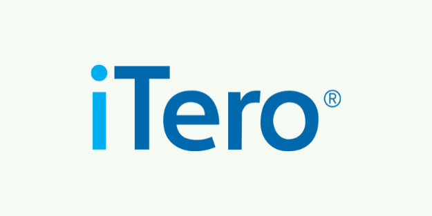 The itero logo is blue and white on a white background.