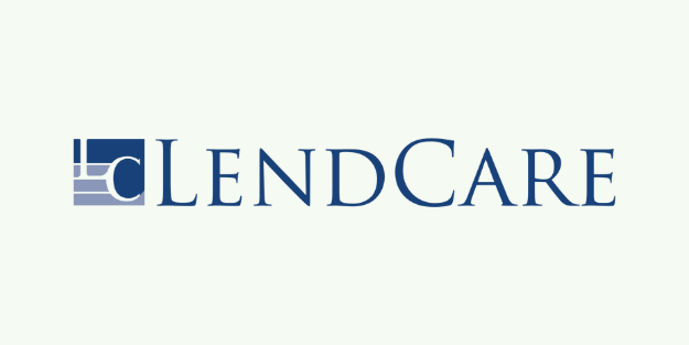 The logo for lendcare is on a white background.