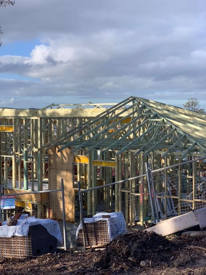 Partially Constructed House With Wooden Frames and Trusses — McNamara's Frames & Trusses In Forster, NSW