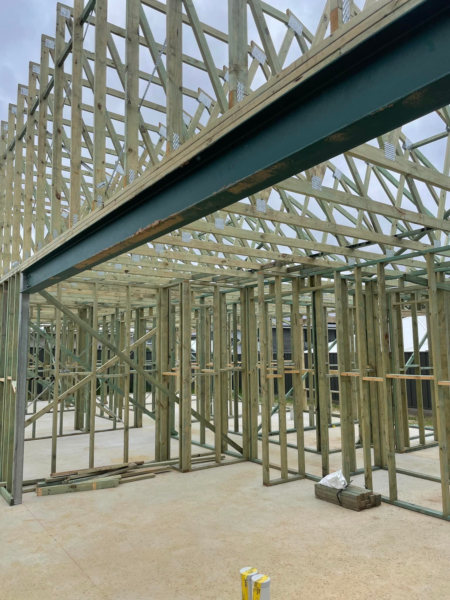 Wooden House Frame With Visible Rafters — McNamara's Frames & Trusses In Kempsey, NSW