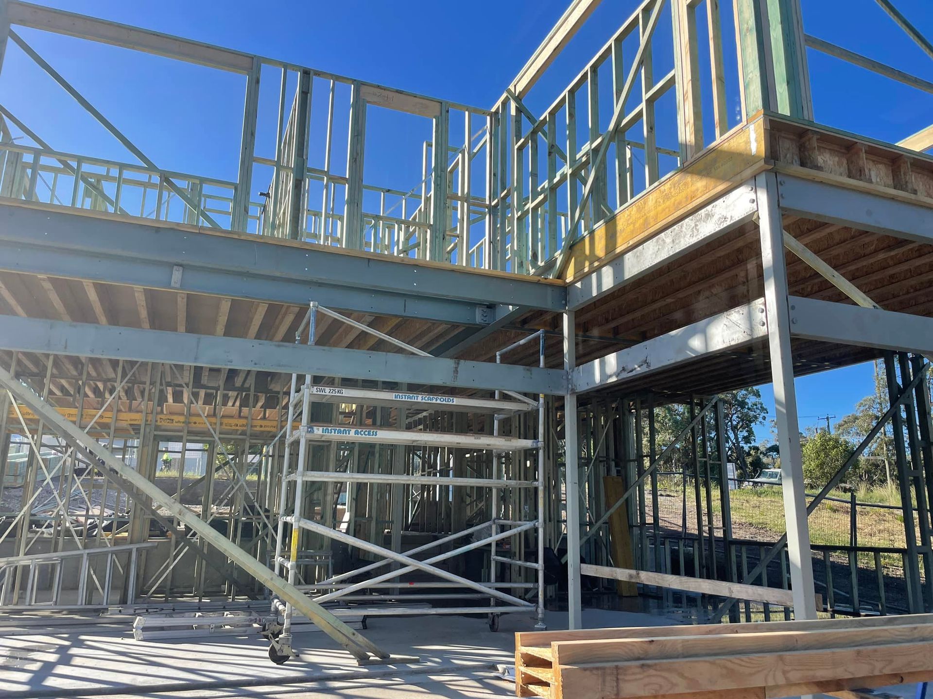 Construction Site of a Two-storey Building Frame — McNamara's Frames & Trusses In Maitland, NSW
