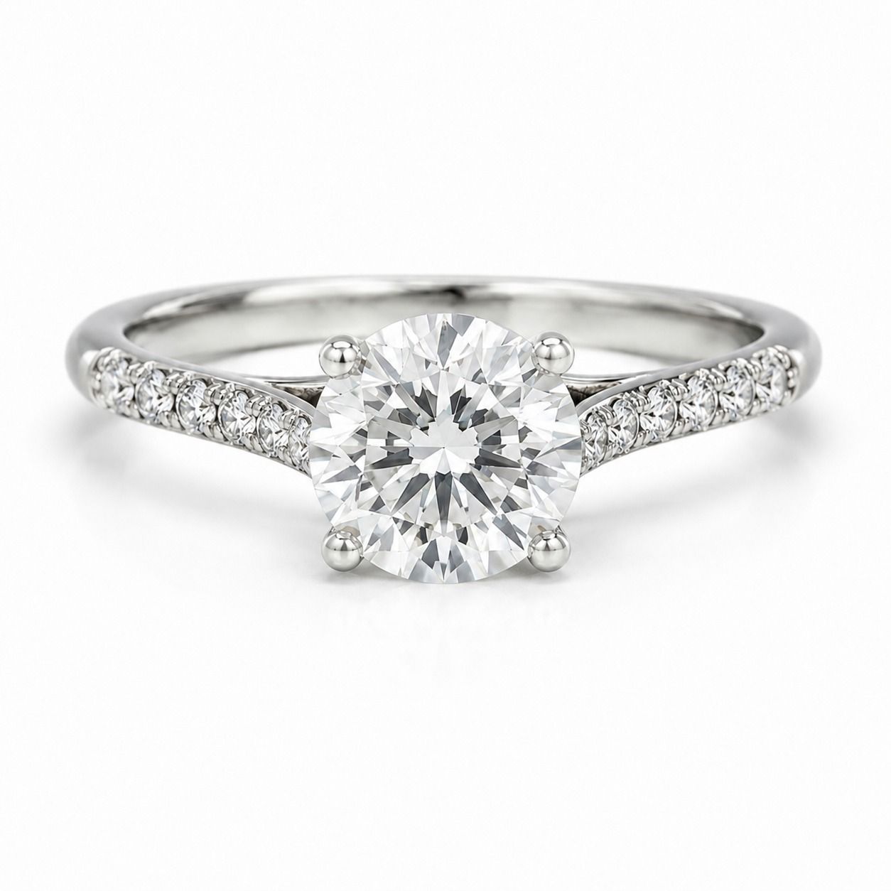 5.08ct Round Diamond Engagement Ring with Hidden Halo in 18K White Gold
