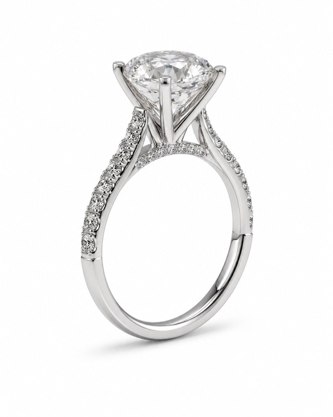 5.08ct Round Diamond Engagement Ring with Hidden Halo in 18K White Gold