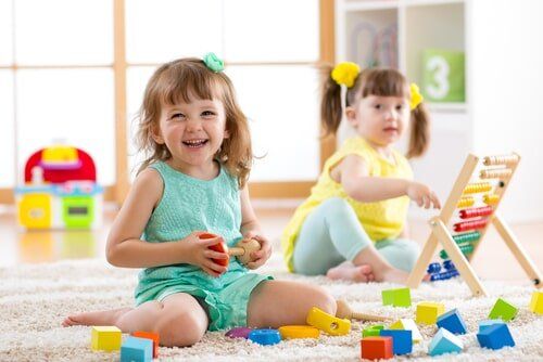 Girls Playing Logical Toys — Woodlands Child Care Centre in Albury, NSW