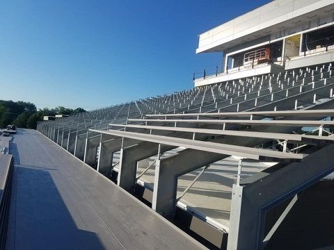 Bleacher seating at a stadium. 