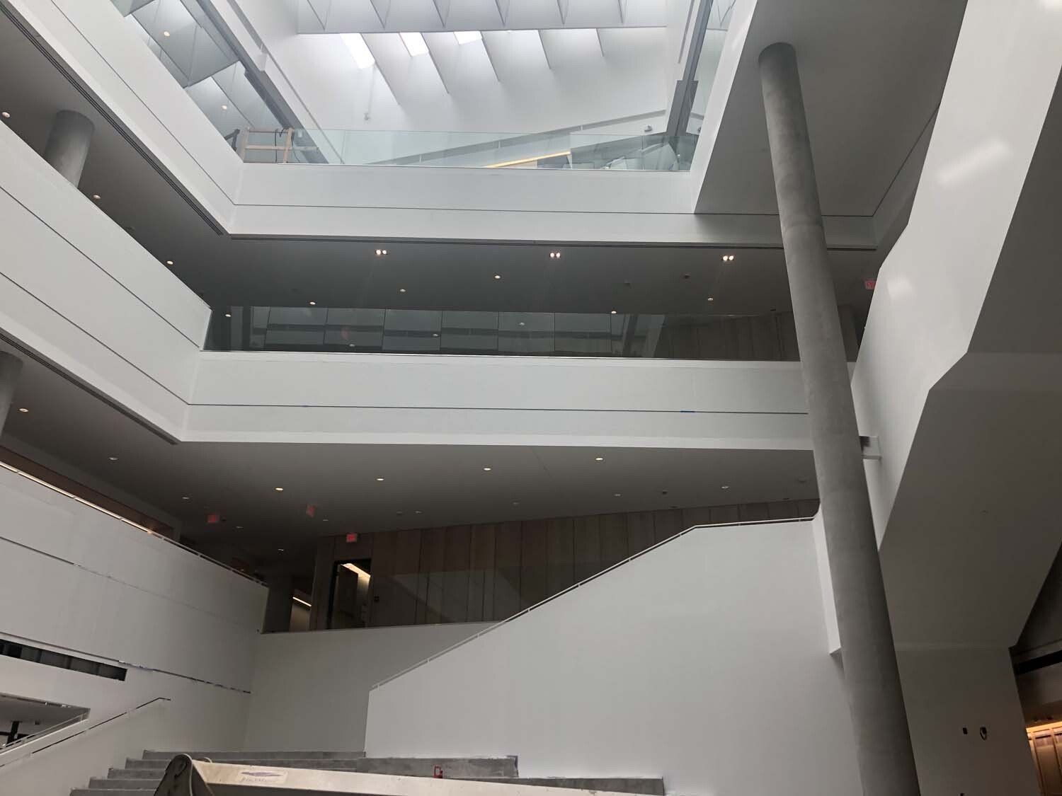 Glass balcony guardrail.