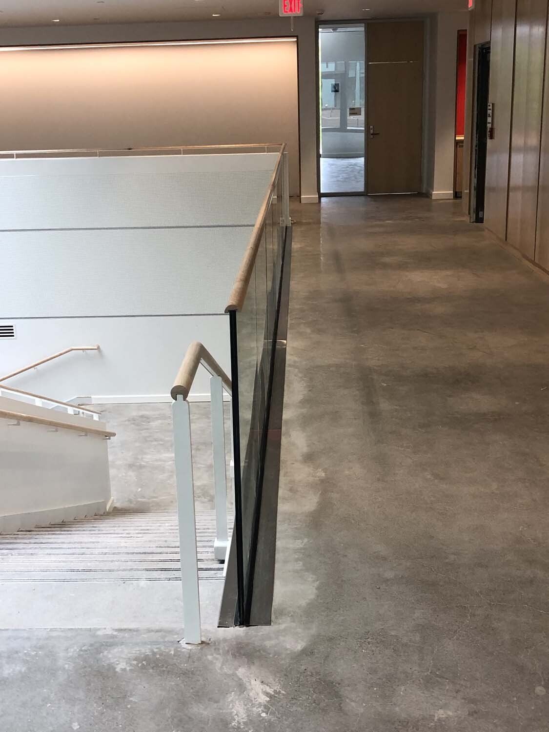 Glass balcony guardrail.