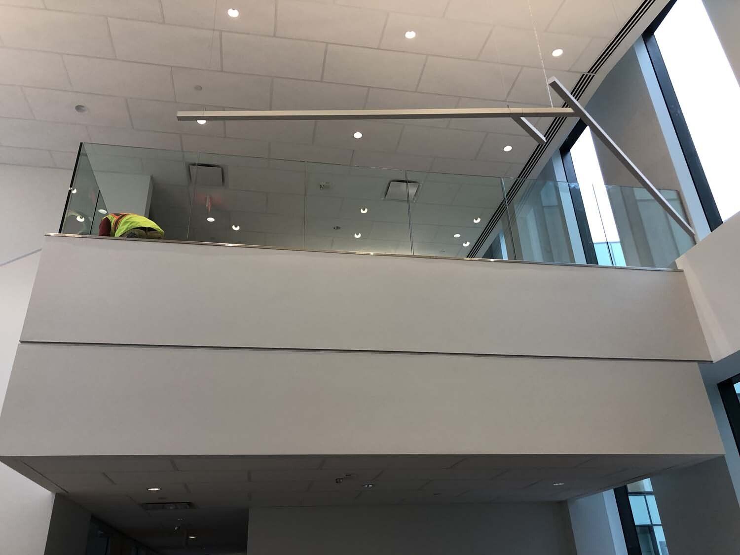 Glass balcony guardrail.