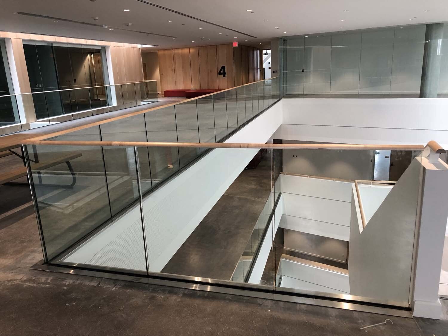 Glass balcony guardrail.