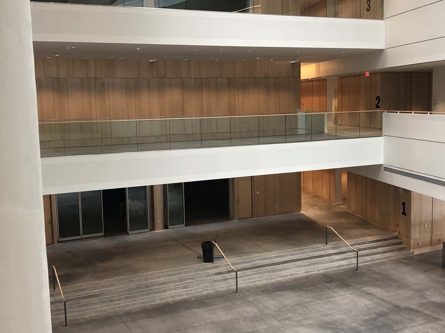 Glass balcony guardrail.