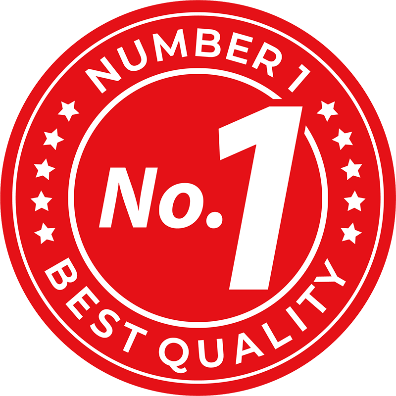 a red sticker that says number 1 best quality