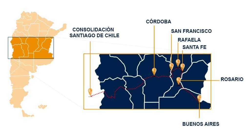Un mapa que muestra la ubicación de Santiago de Chile.