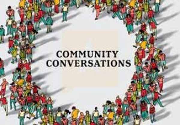 Illustration: a crowd of people surrounding a circle that says 
