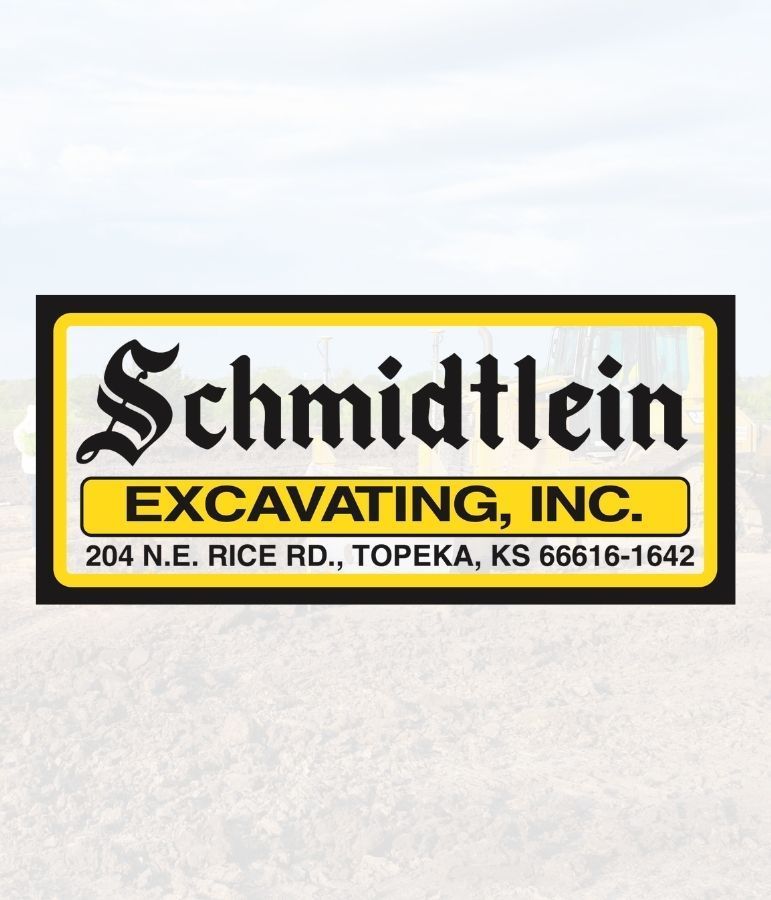 The logo for schmidtlein excavating inc. is yellow and black