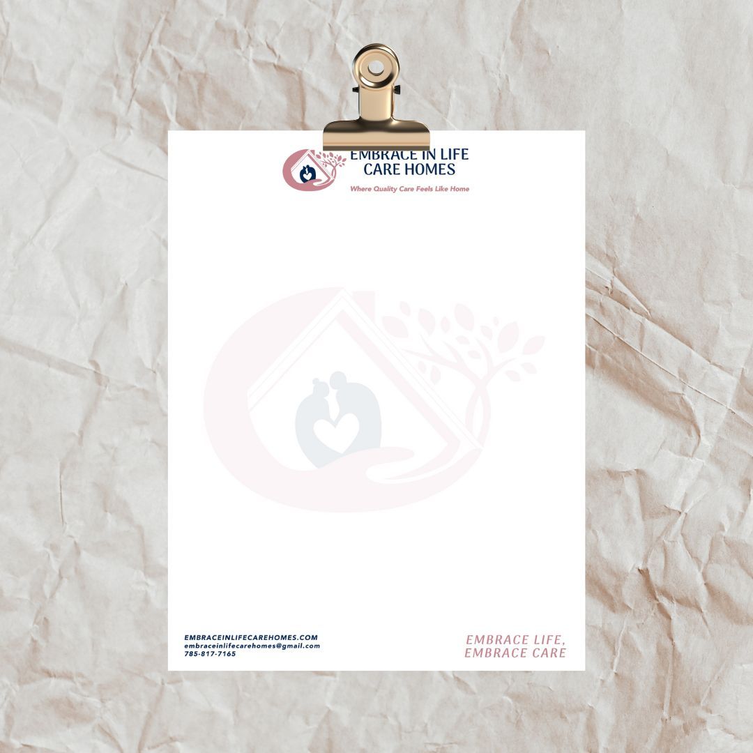 A clipboard with a letterhead for a company called care homes