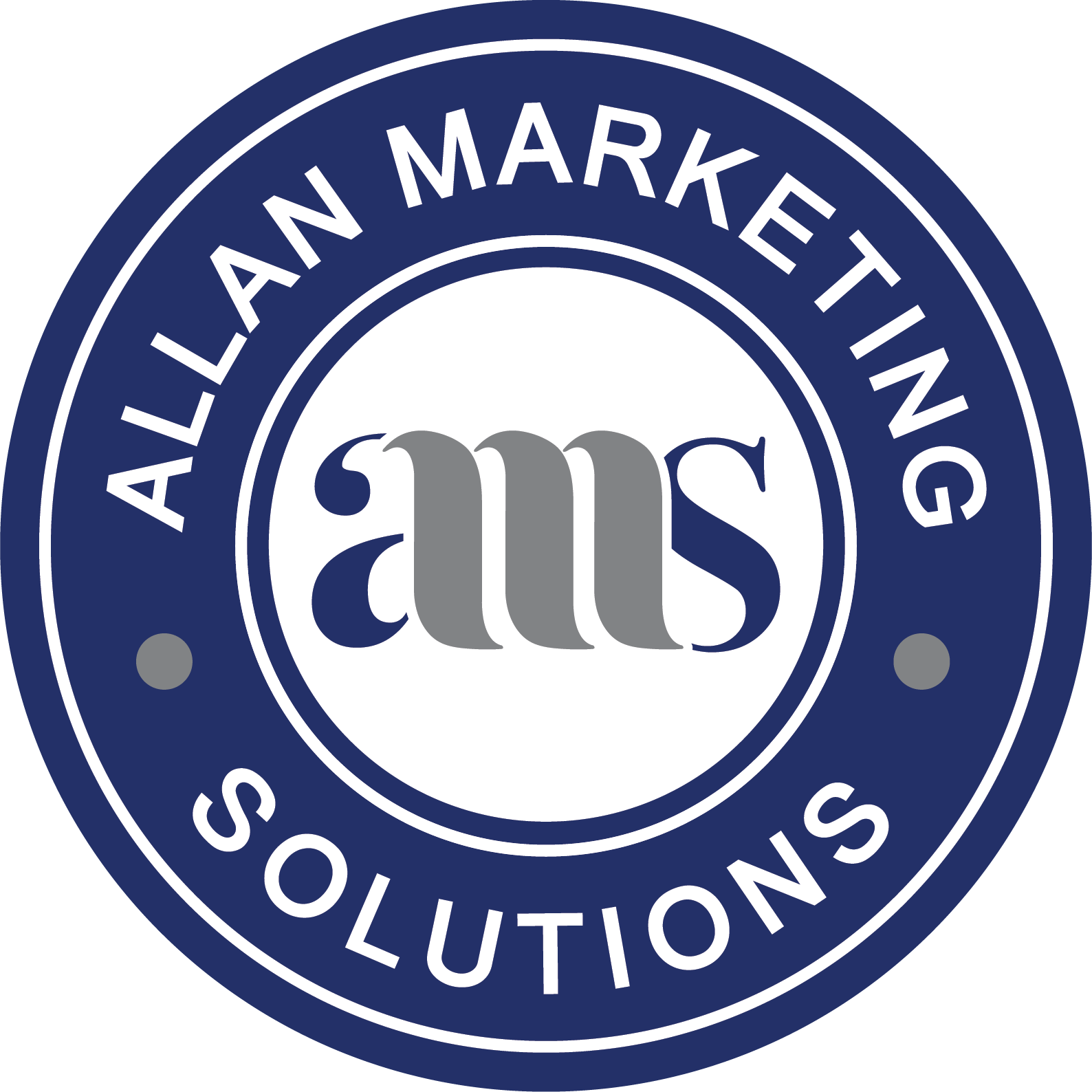 Allan marketing solutions logo in a blue circle