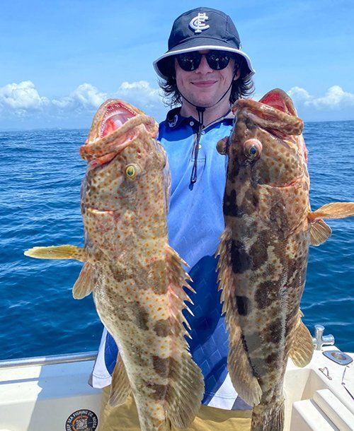 Two Cod Caught While Deep Sea Fishing | Fishing Charters Sunshine Coast