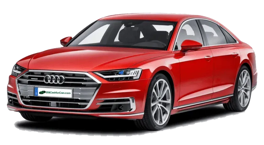 A red audi a8 is shown on a white background.