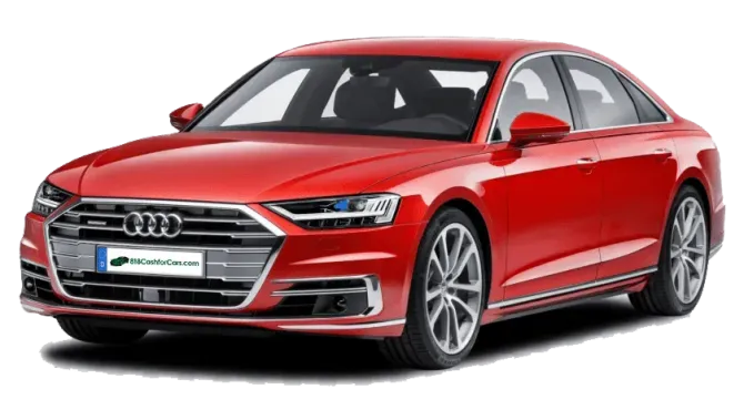 A red audi a8 is shown on a white background.