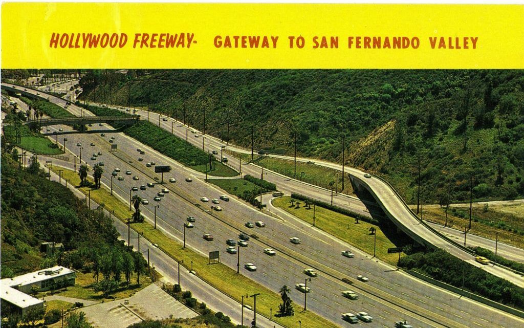 An aerial view of the hollywood freeway gateway to san fernando valley