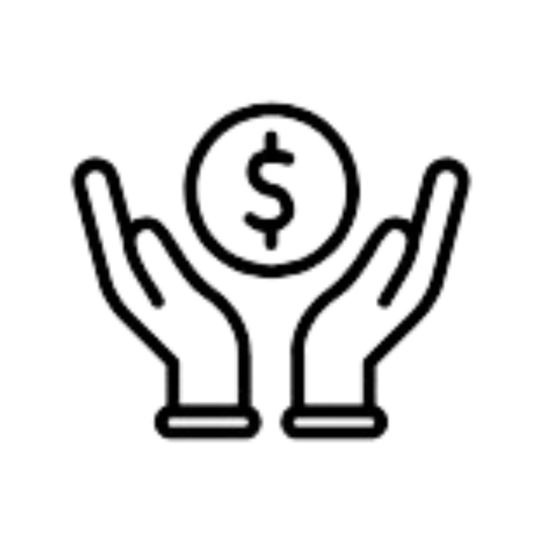 Hands holding a coin with a dollar sign icon