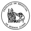 Emblema de la Facultad de Medicina de Buenos Aires. Figuras de Asclepio y un paciente en círculo.