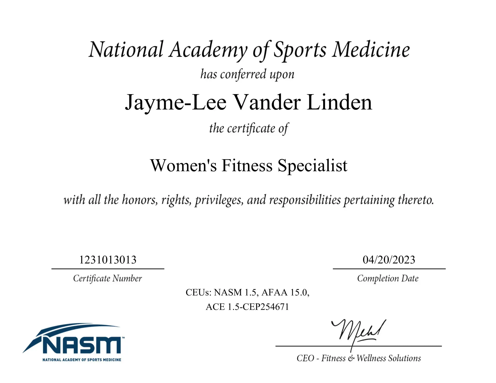 womens fitness specialist