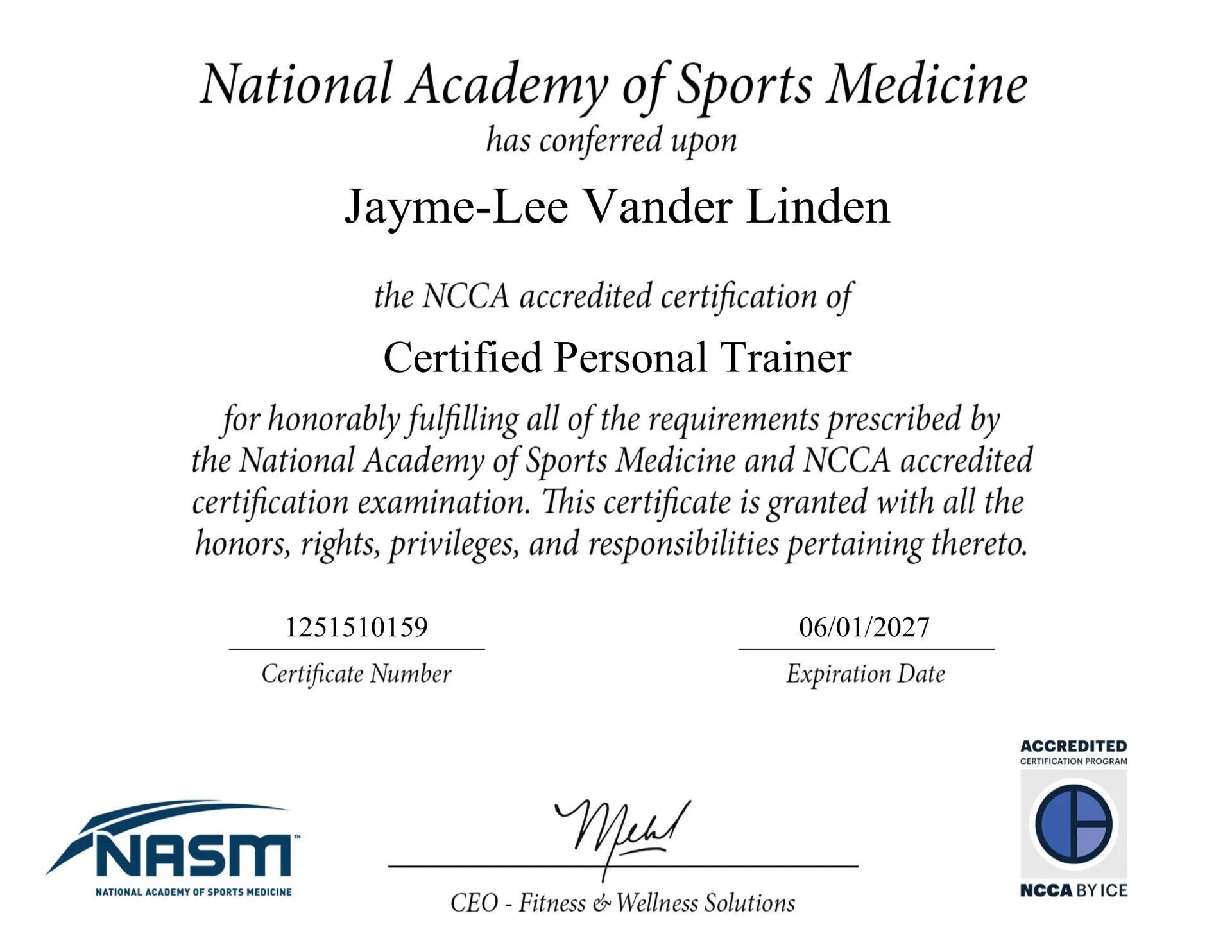 personal trainer certificate