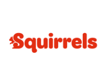 The logo for squirrels is red and has a picture of a squirrel on it.