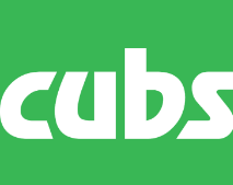 The word cubs is written in white on a green background.