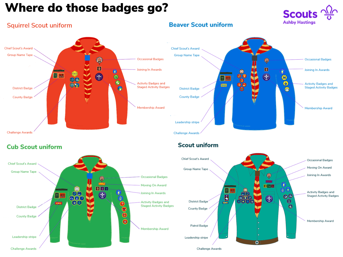 A poster showing the different types of scout uniforms