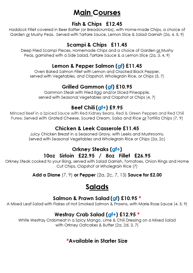 Sample Dinner Menu