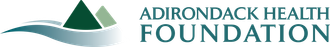 Logo of Adirondack Health Foundation with green mountain shapes and blue waves.