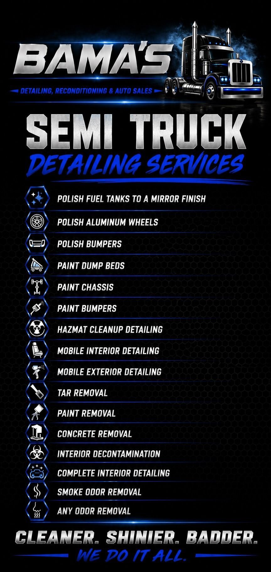 Bamas Semi Truck Detailing Services